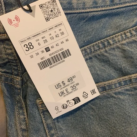 Zara TRF High Rise Wide Leg Jeans - Picture 4 of 5